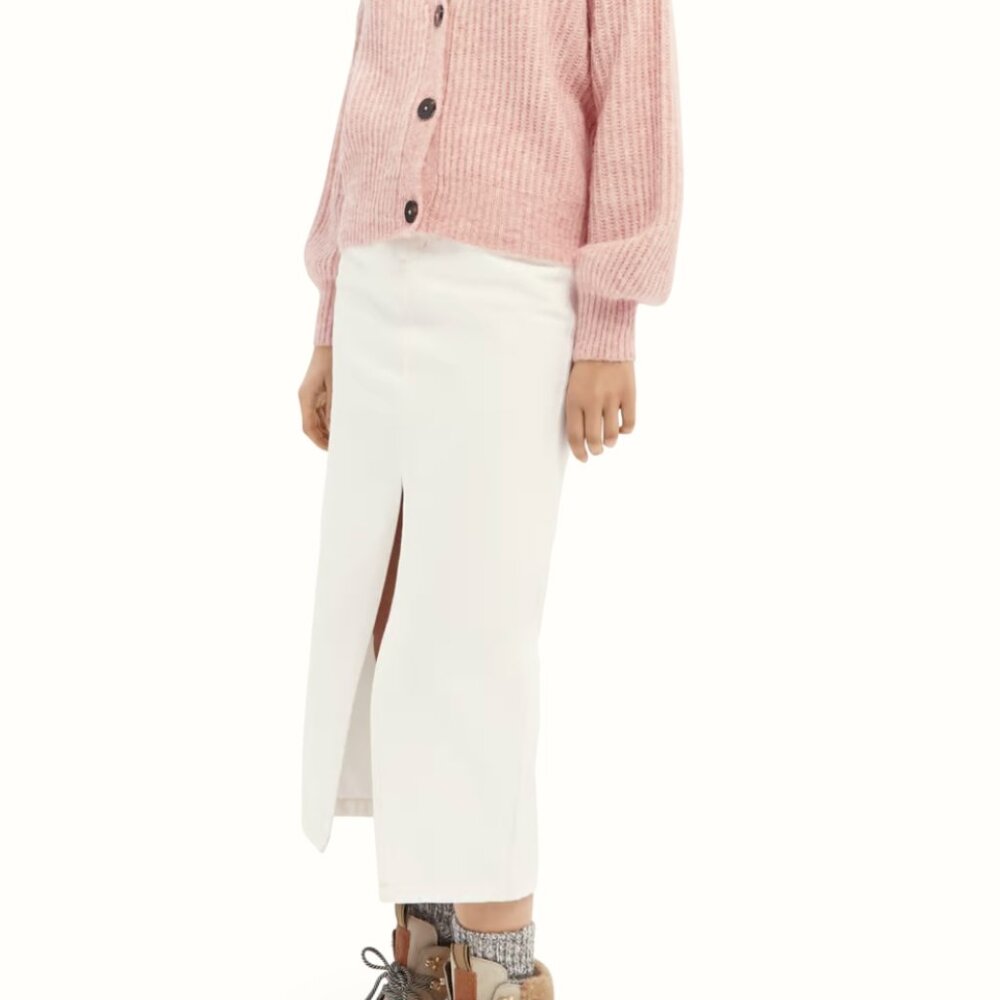 Scotch & soda pink flamingo fuzzy boxy-fit cardigan - size XS